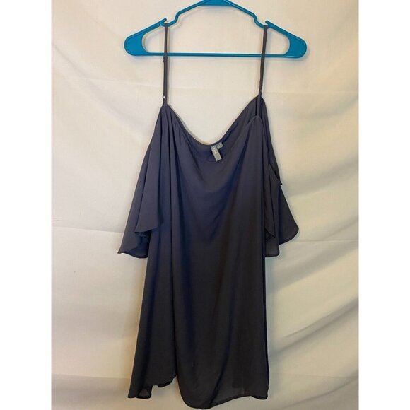 ASOS WOMENS PLUS SIZE 3X 26W 26 GRAY COLD SHOULDER BLOUSE TOP SHIRT - Picture 1 of 2